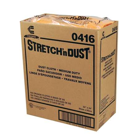 Chicopee 24x24 Stretch 'N Dust Medium Duty Yellow With Orange Dot Cloths, PK100 0416